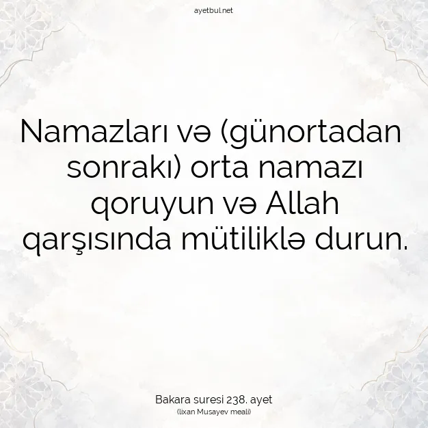 Ayetbul | Kuran Mealleri | Quran | Bakara suresi 238. ayet