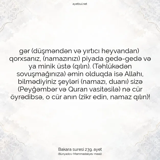 Ayetbul | Kuran Mealleri | Quran | Bakara suresi 239. ayet