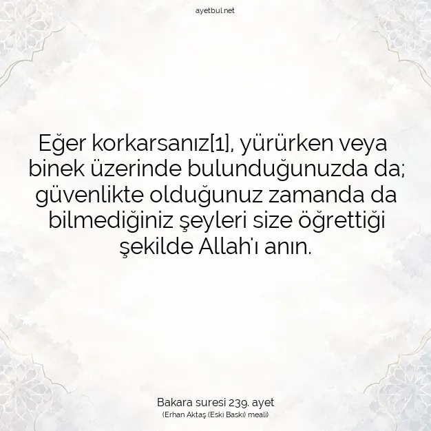 Ayetbul | Kuran Mealleri | Quran | Bakara suresi 239. ayet