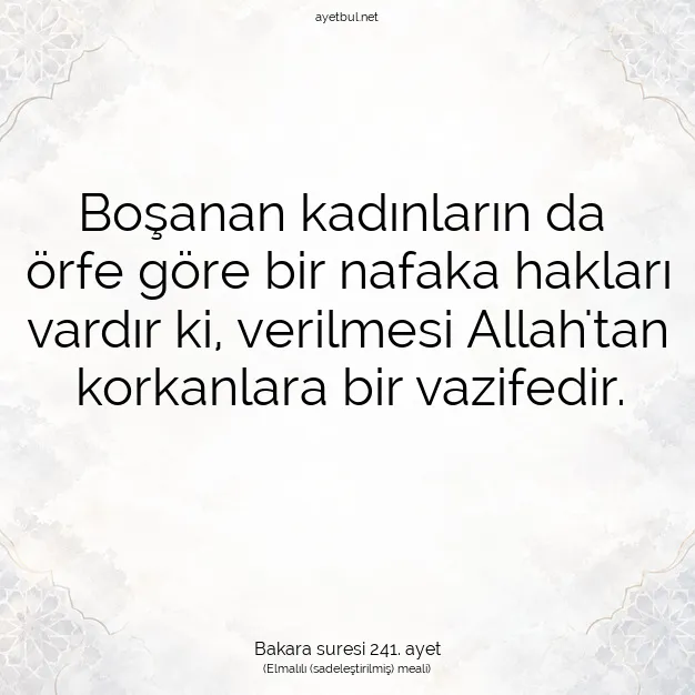Ayetbul | Kuran Mealleri | Quran | Bakara suresi 241. ayet