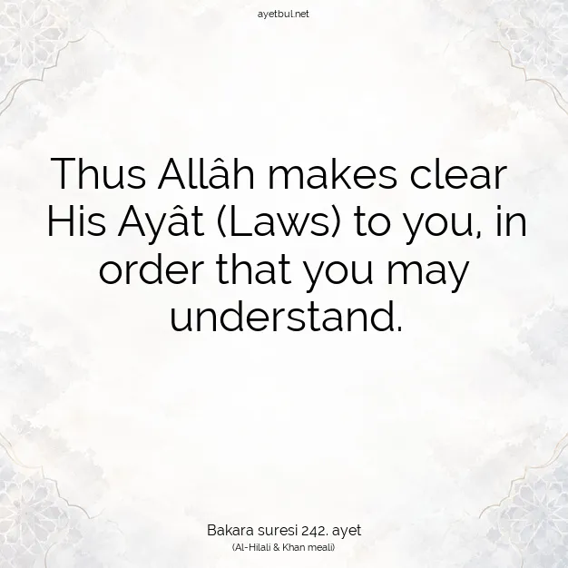 Ayetbul | Kuran Mealleri | Quran | Bakara suresi 242. ayet