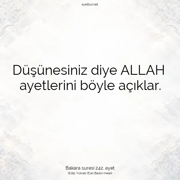 Ayetbul | Kuran Mealleri | Quran | Bakara suresi 242. ayet