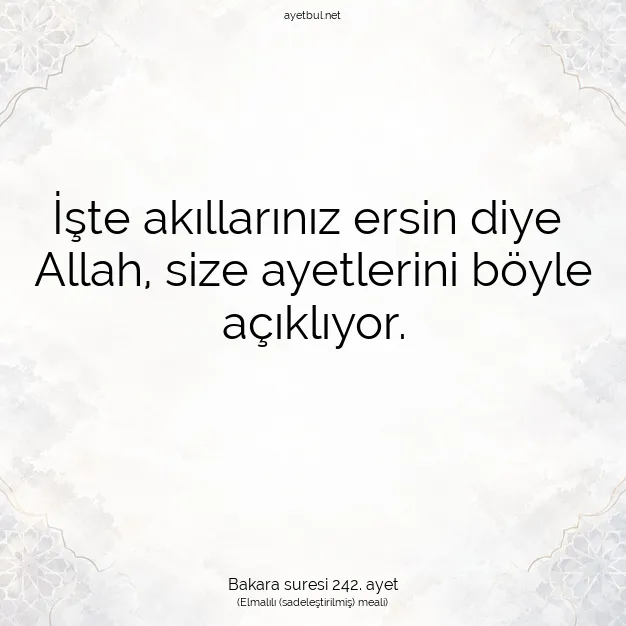 Ayetbul | Kuran Mealleri | Quran | Bakara suresi 242. ayet