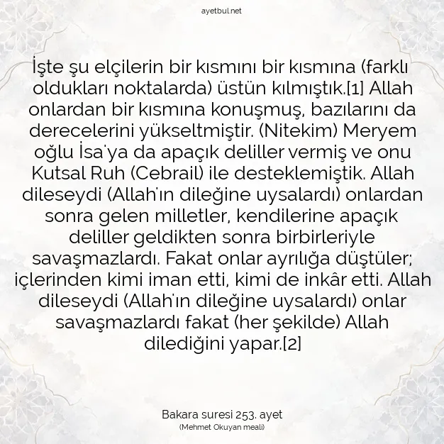 Ayetbul | Kuran Mealleri | Quran | Bakara suresi 253. ayet