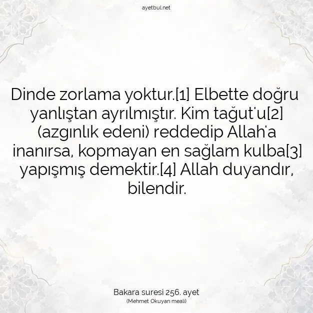 Ayetbul | Kuran Mealleri | Quran | Bakara suresi 256. ayet