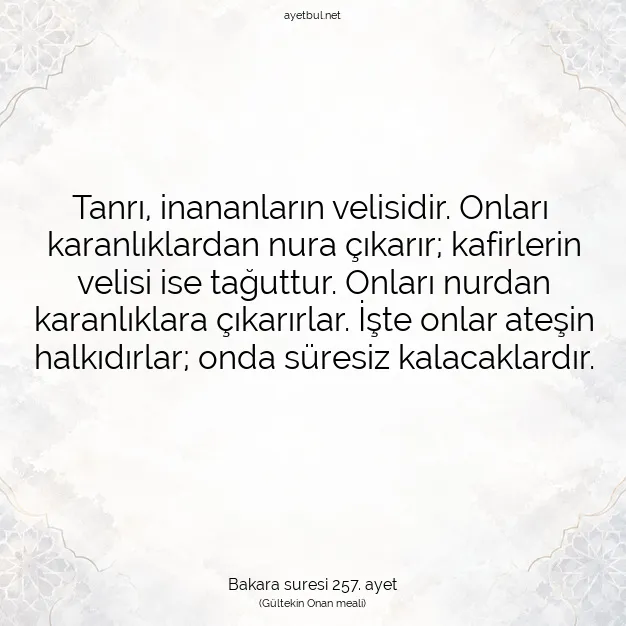 Ayetbul | Kuran Mealleri | Quran | Bakara suresi 257. ayet