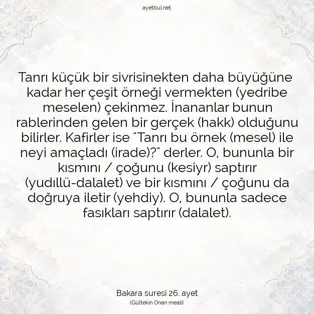 Ayetbul | Kuran Mealleri | Quran | Bakara suresi 26. ayet