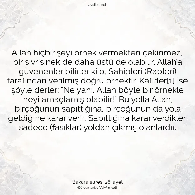 Ayetbul | Kuran Mealleri | Quran | Bakara suresi 26. ayet