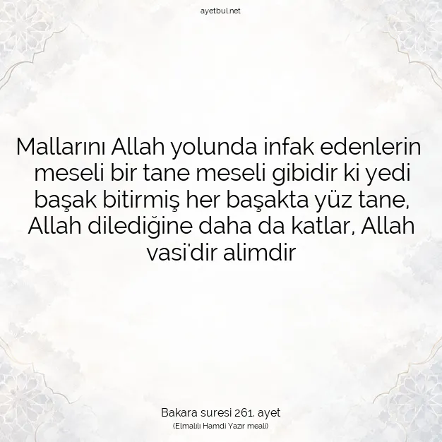 Ayetbul | Kuran Mealleri | Quran | Bakara suresi 261. ayet