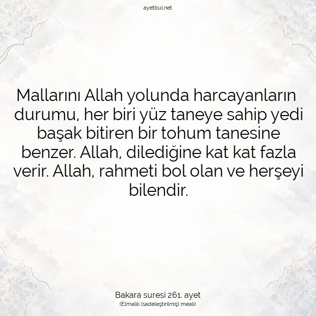 Ayetbul | Kuran Mealleri | Quran | Bakara suresi 261. ayet