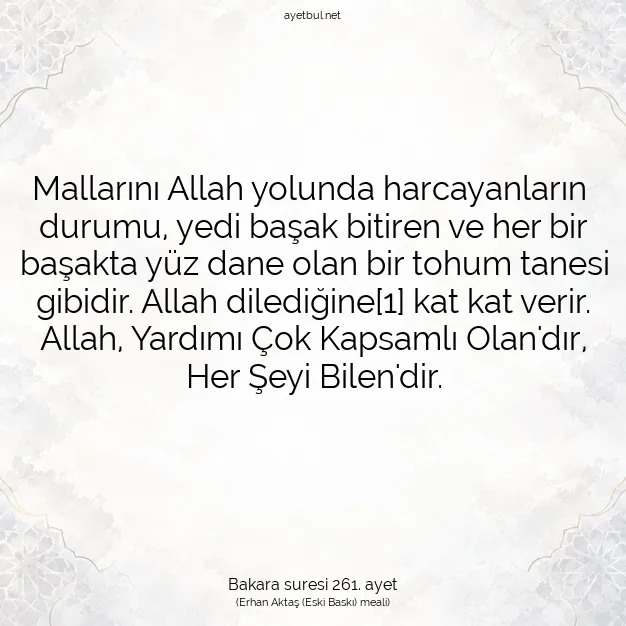 Ayetbul | Kuran Mealleri | Quran | Bakara suresi 261. ayet