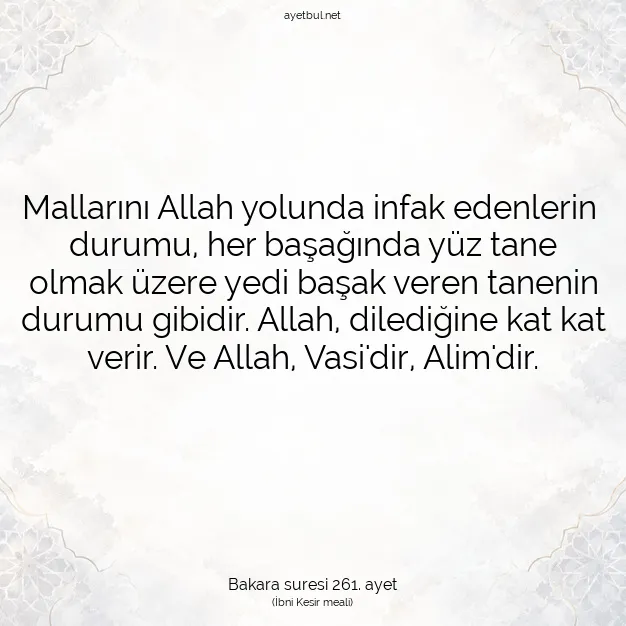 Ayetbul | Kuran Mealleri | Quran | Bakara suresi 261. ayet