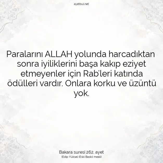 Ayetbul | Kuran Mealleri | Quran | Bakara suresi 262. ayet