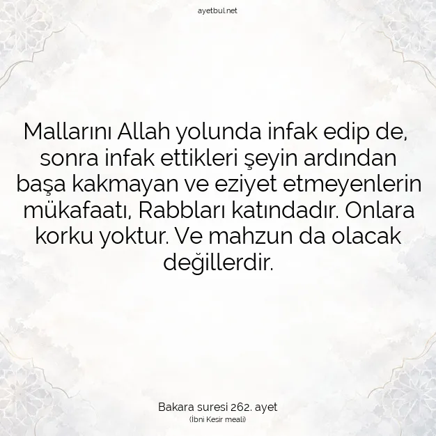 Ayetbul | Kuran Mealleri | Quran | Bakara suresi 262. ayet