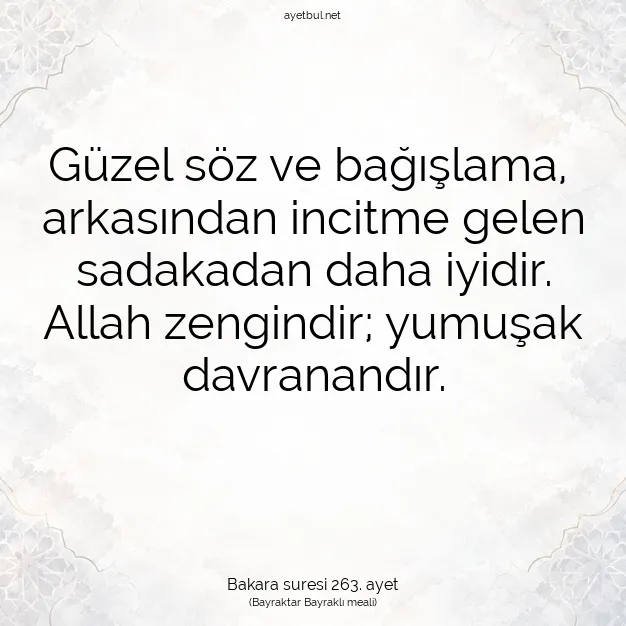 Ayetbul | Kuran Mealleri | Quran | Bakara suresi 263. ayet