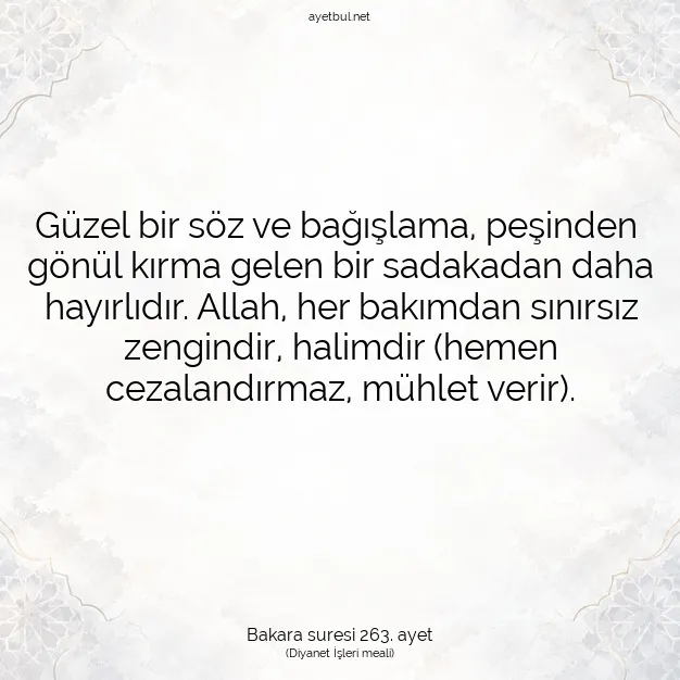 Ayetbul | Kuran Mealleri | Quran | Bakara suresi 263. ayet