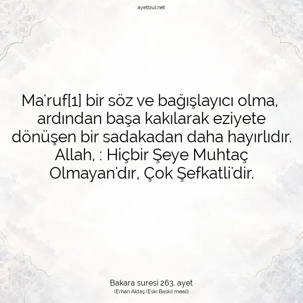 Ayetbul | Kuran Mealleri | Quran | Bakara suresi 263. ayet