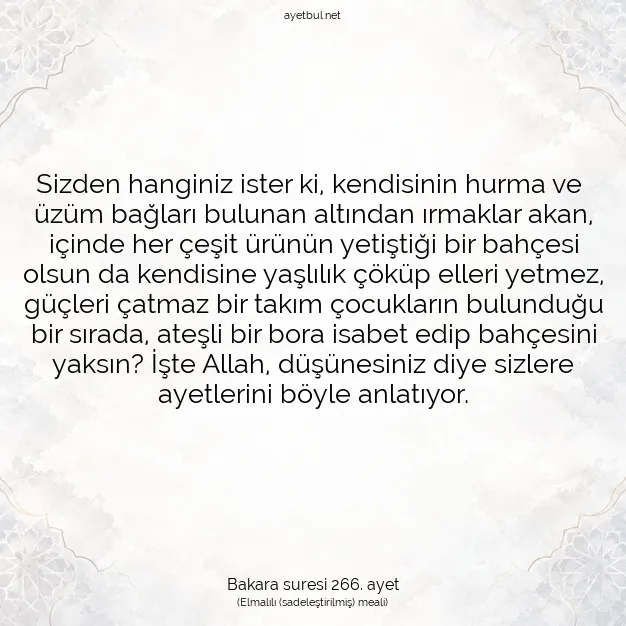 Ayetbul | Kuran Mealleri | Quran | Bakara suresi 266. ayet