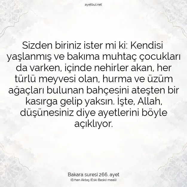 Ayetbul | Kuran Mealleri | Quran | Bakara suresi 266. ayet