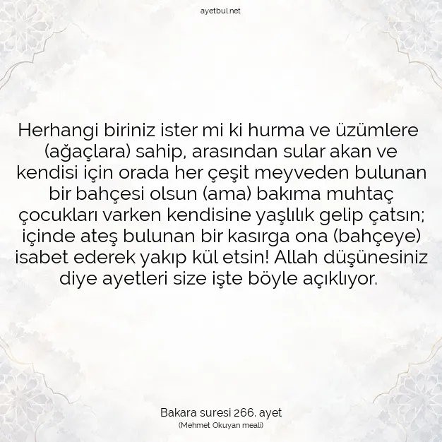 Ayetbul | Kuran Mealleri | Quran | Bakara suresi 266. ayet
