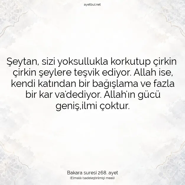 Ayetbul | Kuran Mealleri | Quran | Bakara suresi 268. ayet