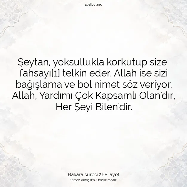 Ayetbul | Kuran Mealleri | Quran | Bakara suresi 268. ayet