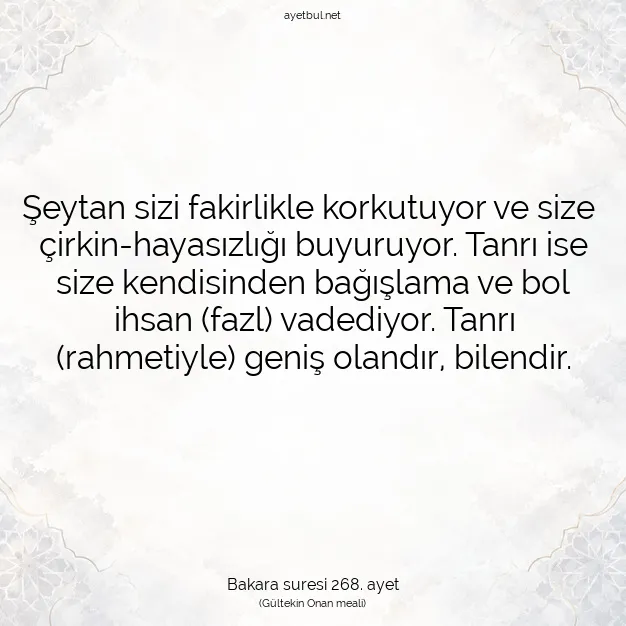 Ayetbul | Kuran Mealleri | Quran | Bakara suresi 268. ayet