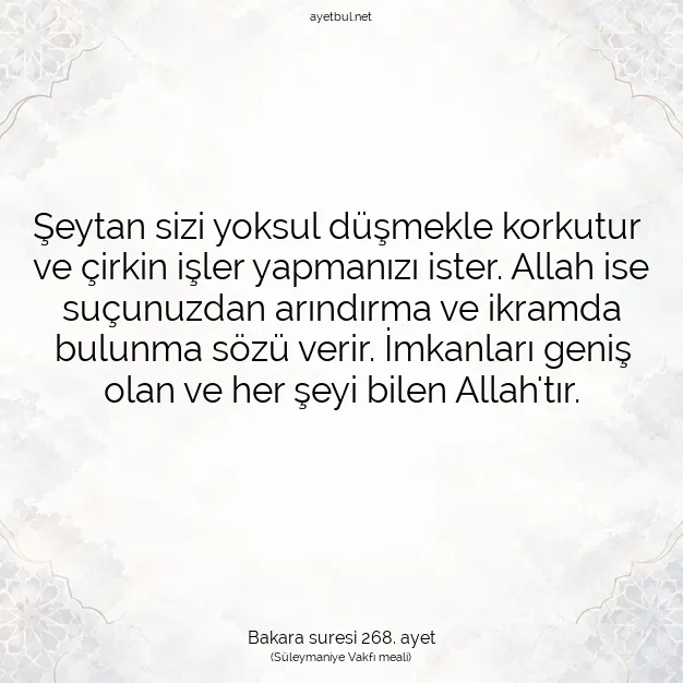 Ayetbul | Kuran Mealleri | Quran | Bakara suresi 268. ayet