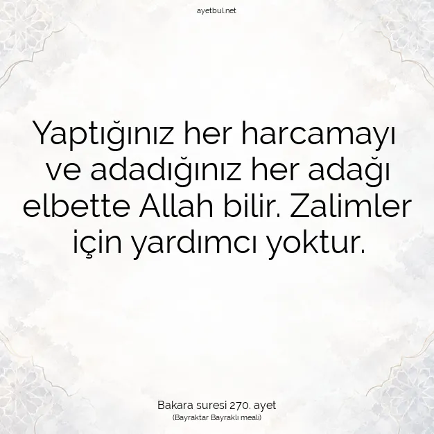 Ayetbul | Kuran Mealleri | Quran | Bakara suresi 270. ayet