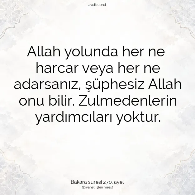 Ayetbul | Kuran Mealleri | Quran | Bakara suresi 270. ayet