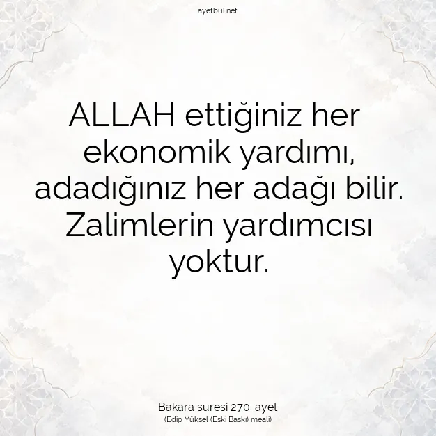 Ayetbul | Kuran Mealleri | Quran | Bakara suresi 270. ayet