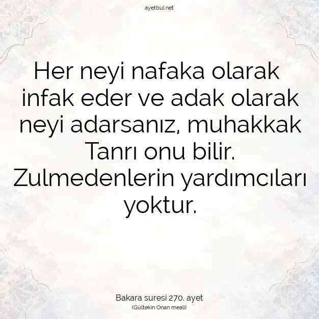 Ayetbul | Kuran Mealleri | Quran | Bakara suresi 270. ayet