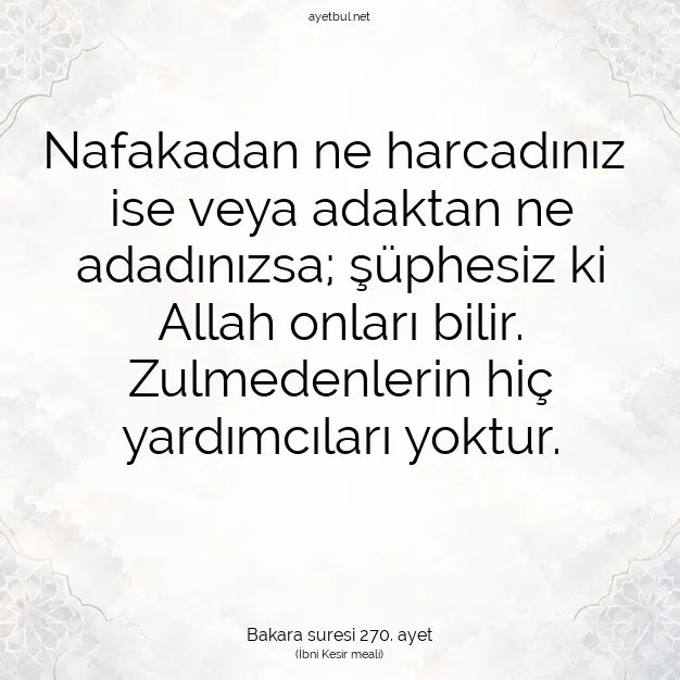 Ayetbul | Kuran Mealleri | Quran | Bakara suresi 270. ayet