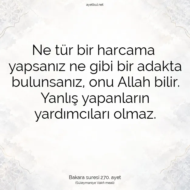 Ayetbul | Kuran Mealleri | Quran | Bakara suresi 270. ayet