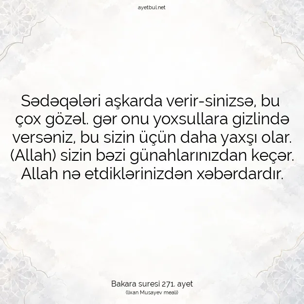 Ayetbul | Kuran Mealleri | Quran | Bakara suresi 271. ayet