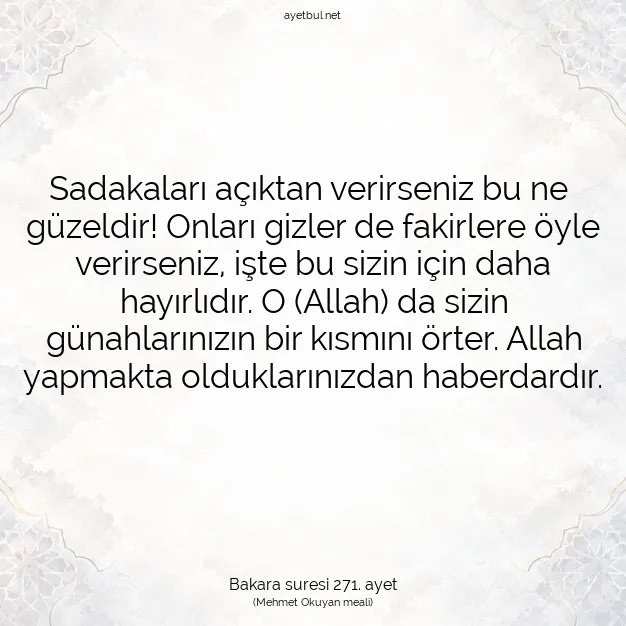 Ayetbul | Kuran Mealleri | Quran | Bakara suresi 271. ayet