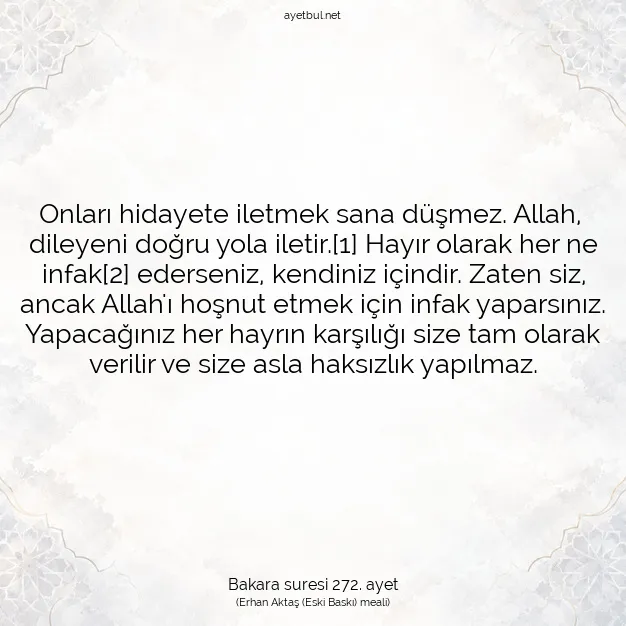 Ayetbul | Kuran Mealleri | Quran | Bakara suresi 272. ayet