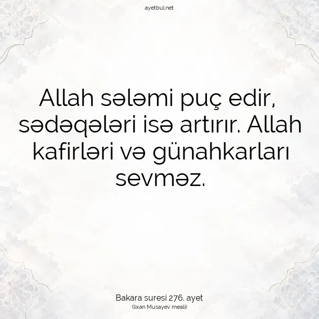 Ayetbul | Kuran Mealleri | Quran | Bakara suresi 276. ayet