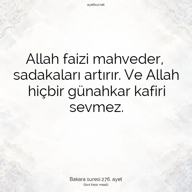 Ayetbul | Kuran Mealleri | Quran | Bakara suresi 276. ayet