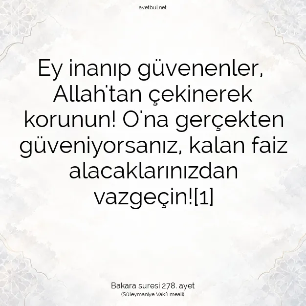 Ayetbul | Kuran Mealleri | Quran | Bakara suresi 278. ayet