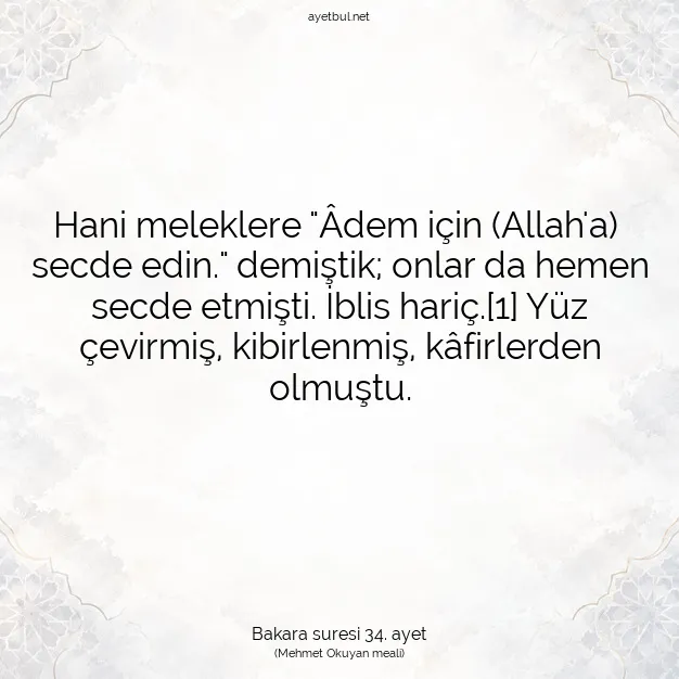 Ayetbul | Kuran Mealleri | Quran | Bakara suresi 34. ayet