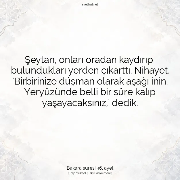 Ayetbul | Kuran Mealleri | Quran | Bakara suresi 36. ayet