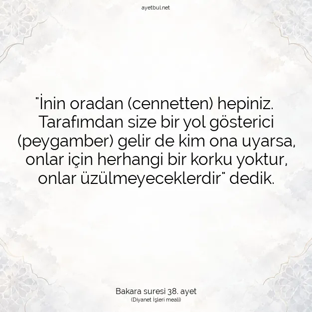 Ayetbul | Kuran Mealleri | Quran | Bakara suresi 38. ayet