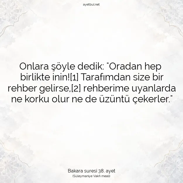 Ayetbul | Kuran Mealleri | Quran | Bakara suresi 38. ayet