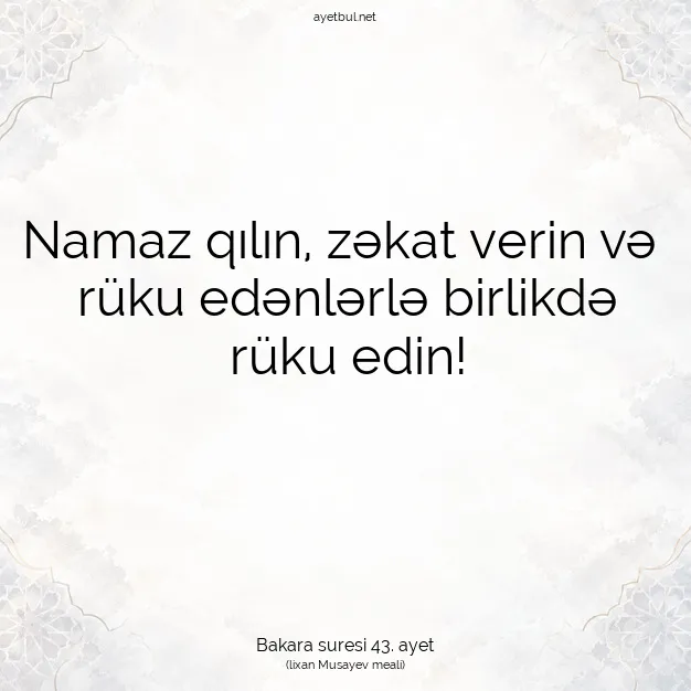 Ayetbul | Kuran Mealleri | Quran | Bakara suresi 43. ayet