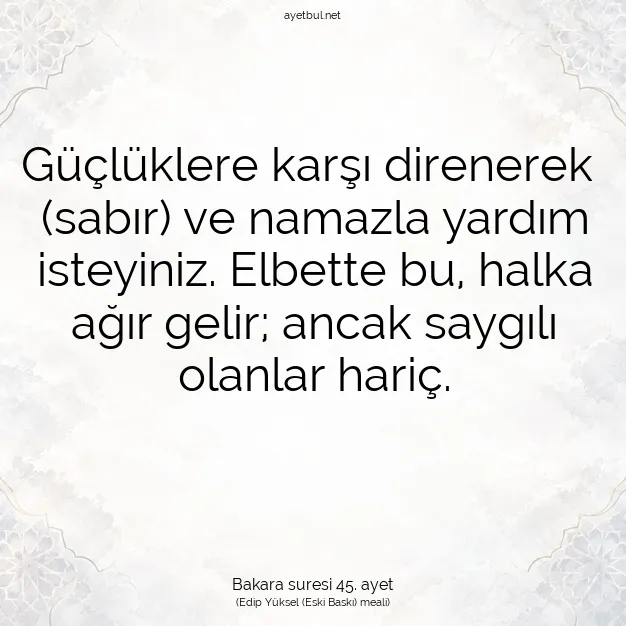 Ayetbul | Kuran Mealleri | Quran | Bakara suresi 45. ayet
