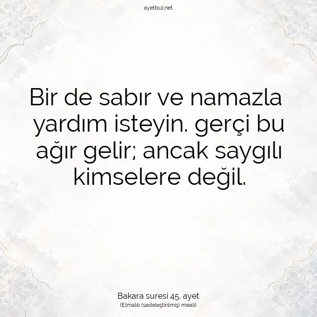 Ayetbul | Kuran Mealleri | Quran | Bakara suresi 45. ayet