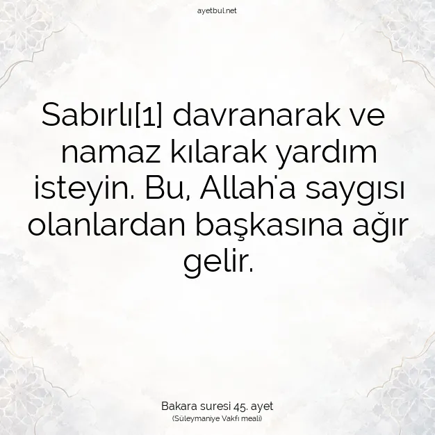 Ayetbul | Kuran Mealleri | Quran | Bakara suresi 45. ayet