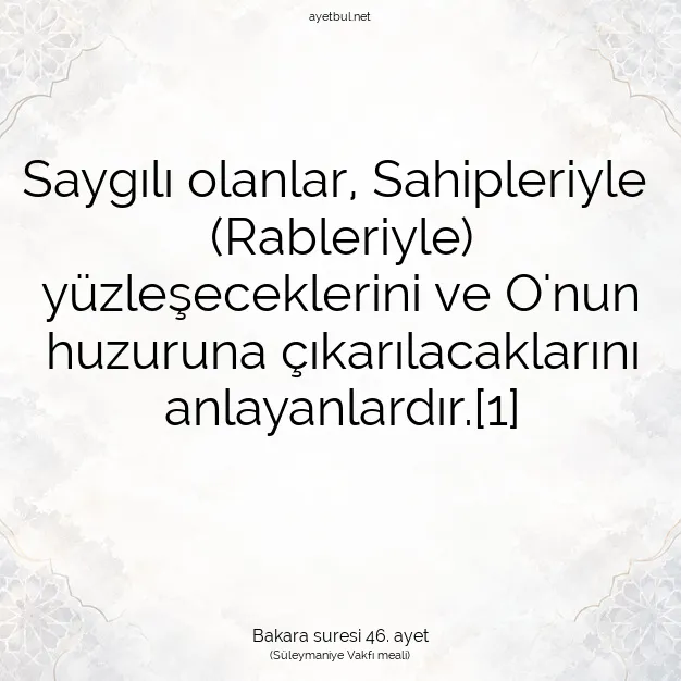 Ayetbul | Kuran Mealleri | Quran | Bakara suresi 46. ayet