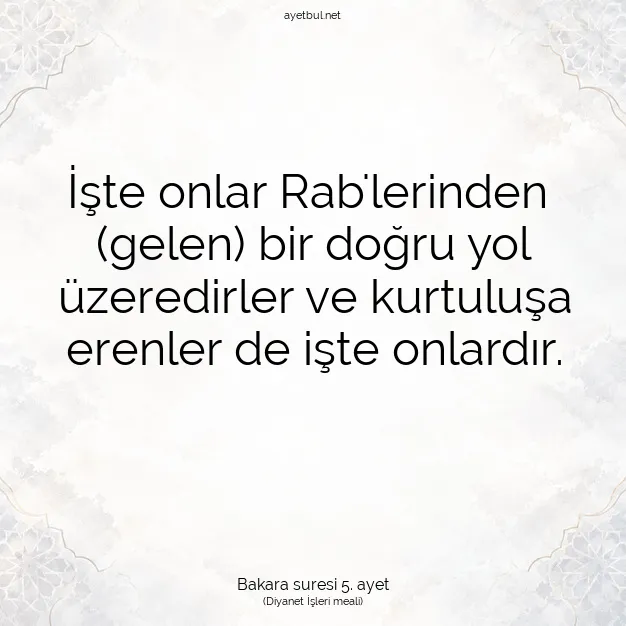 Ayetbul | Kuran Mealleri | Quran | Bakara suresi 5. ayet